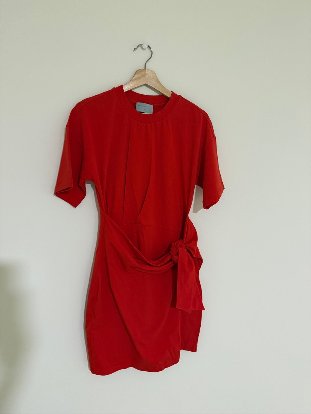 Modern Citizen Cotton Red Tie-Waist Mini Dress